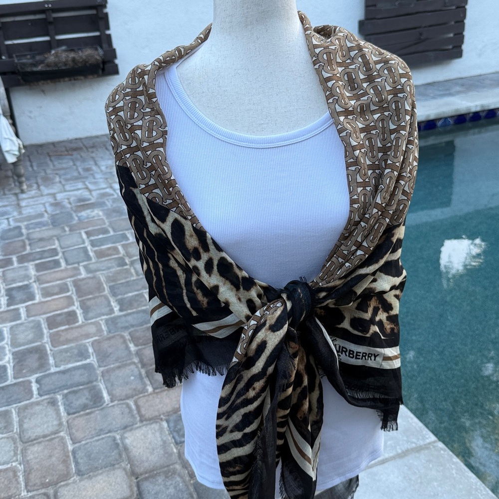 Burberry Brown and Black Patterned Scarf